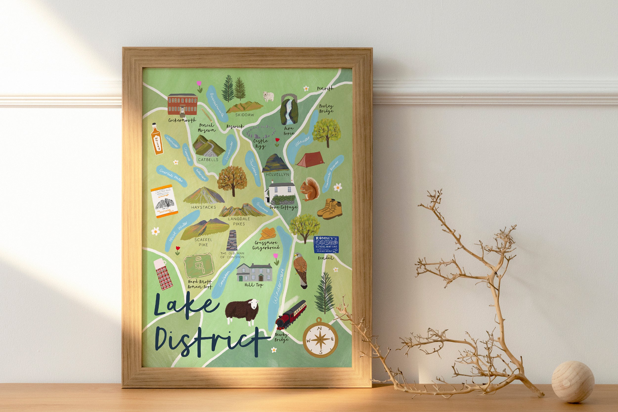Lake District Map Print - Sarah Frances 