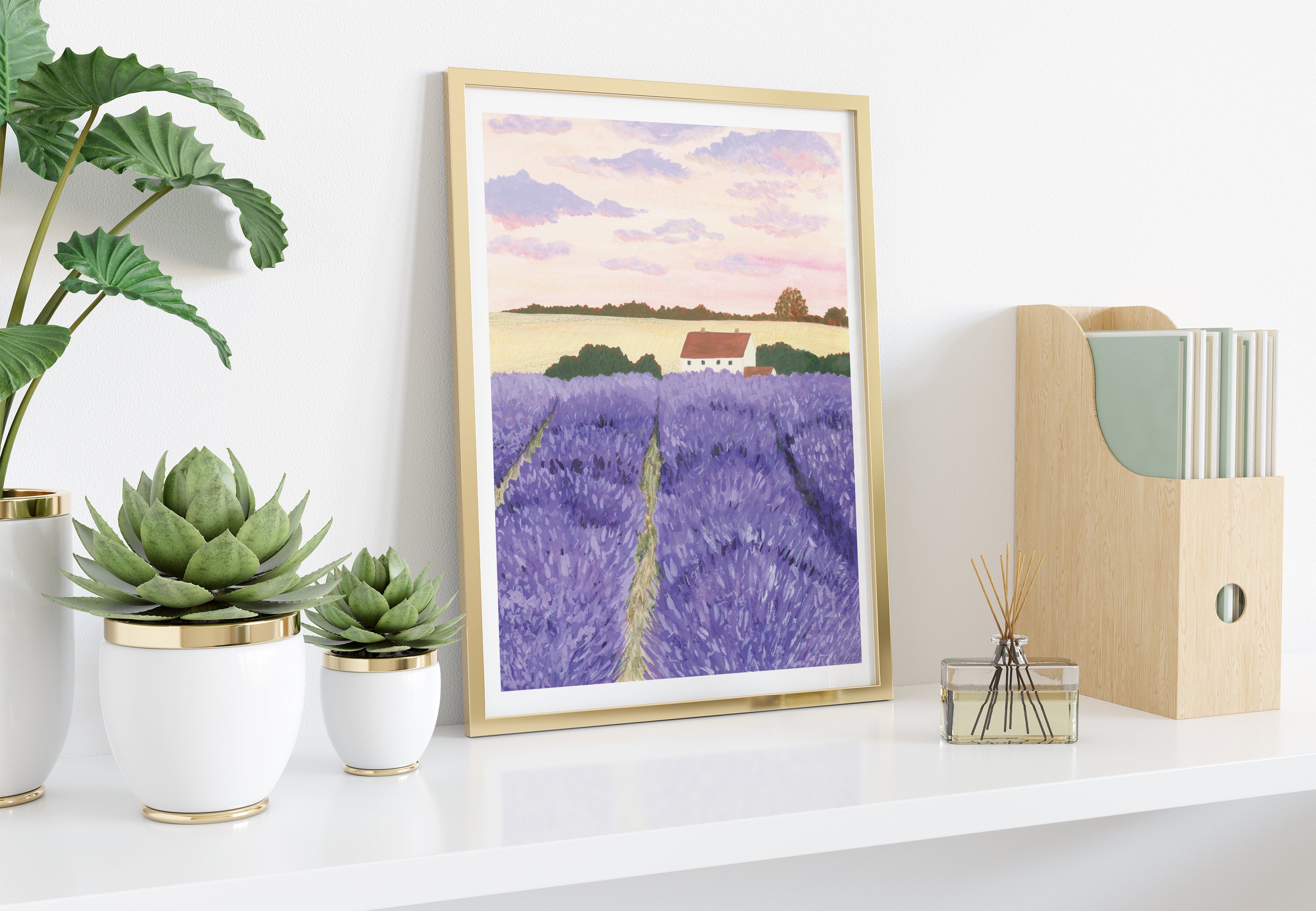 Lavender Cottage Art Print - Sarah Frances 