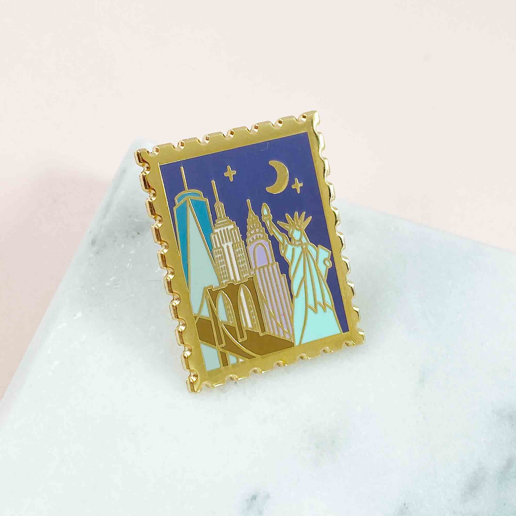 New York Stamp Enamel Pin - Sarah Frances 