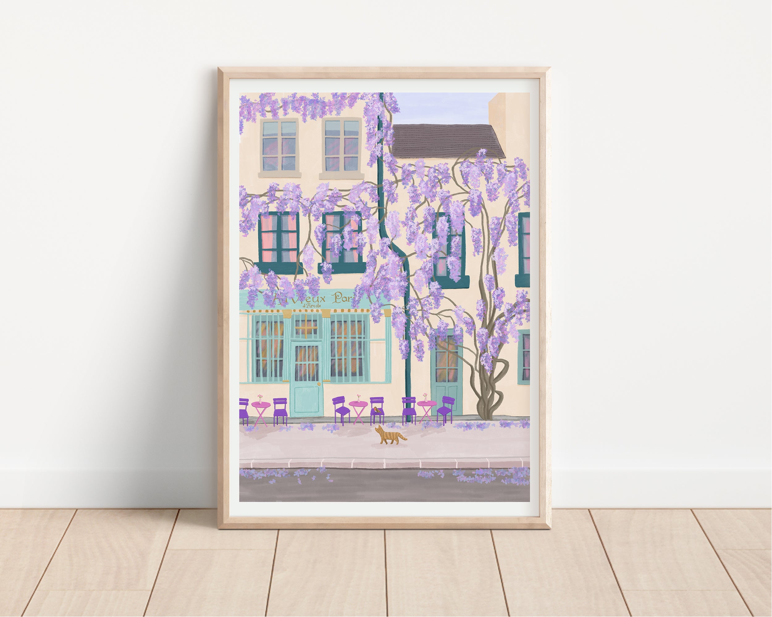 Paris Café Wisteria Art Print - Sarah Frances 