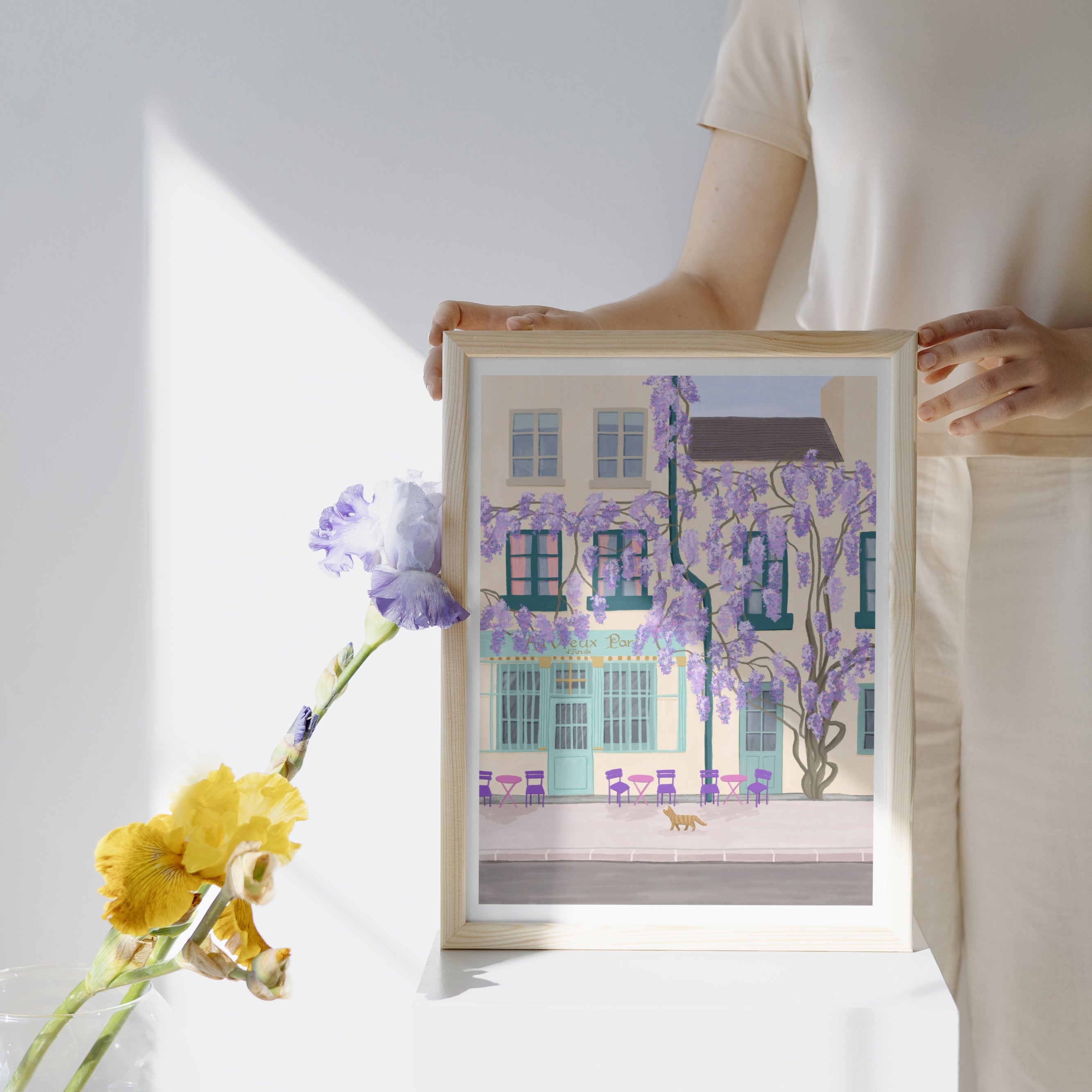 Paris Café Wisteria Art Print - Sarah Frances 
