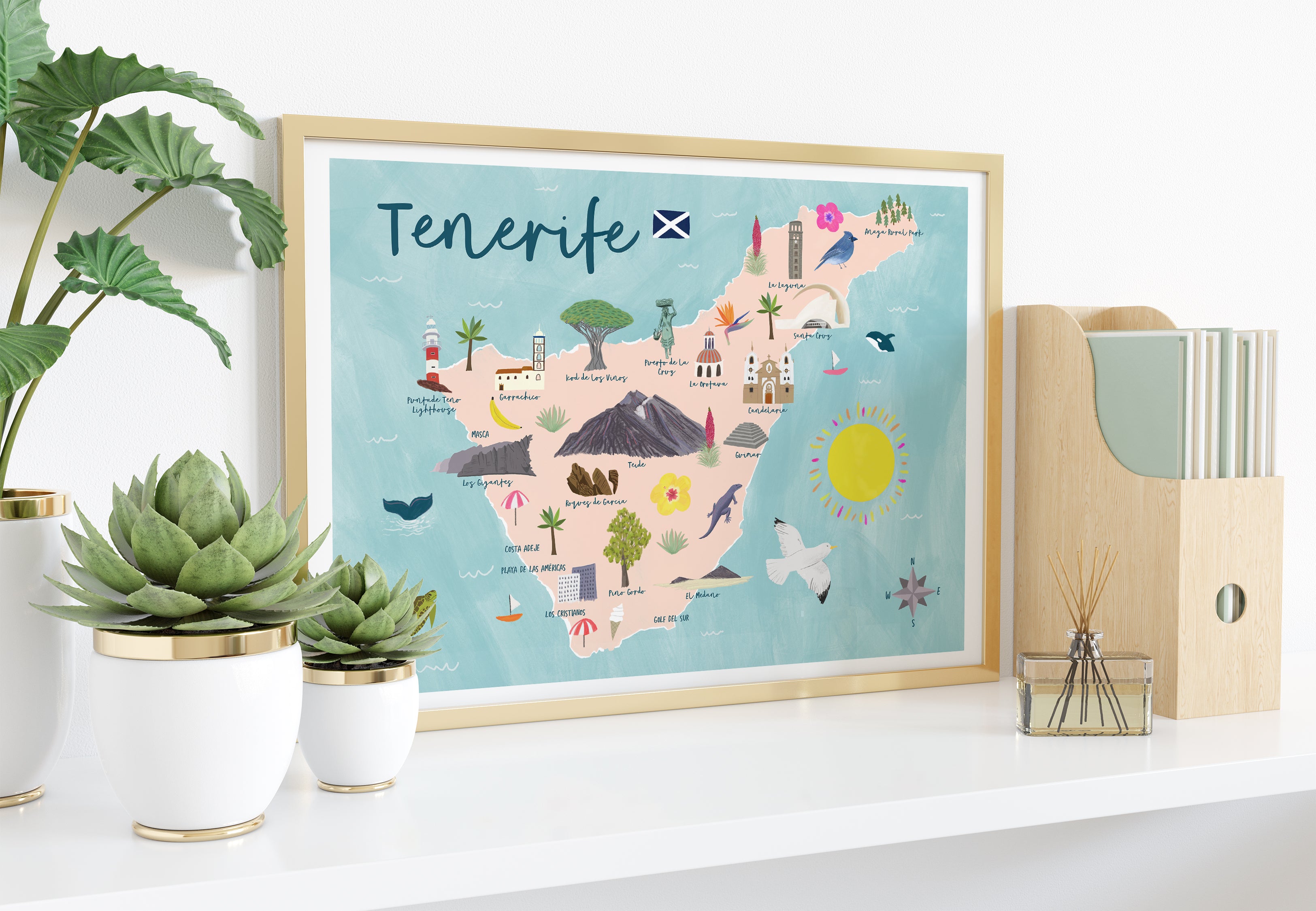 Tenerife Map Art Print - Sarah Frances 