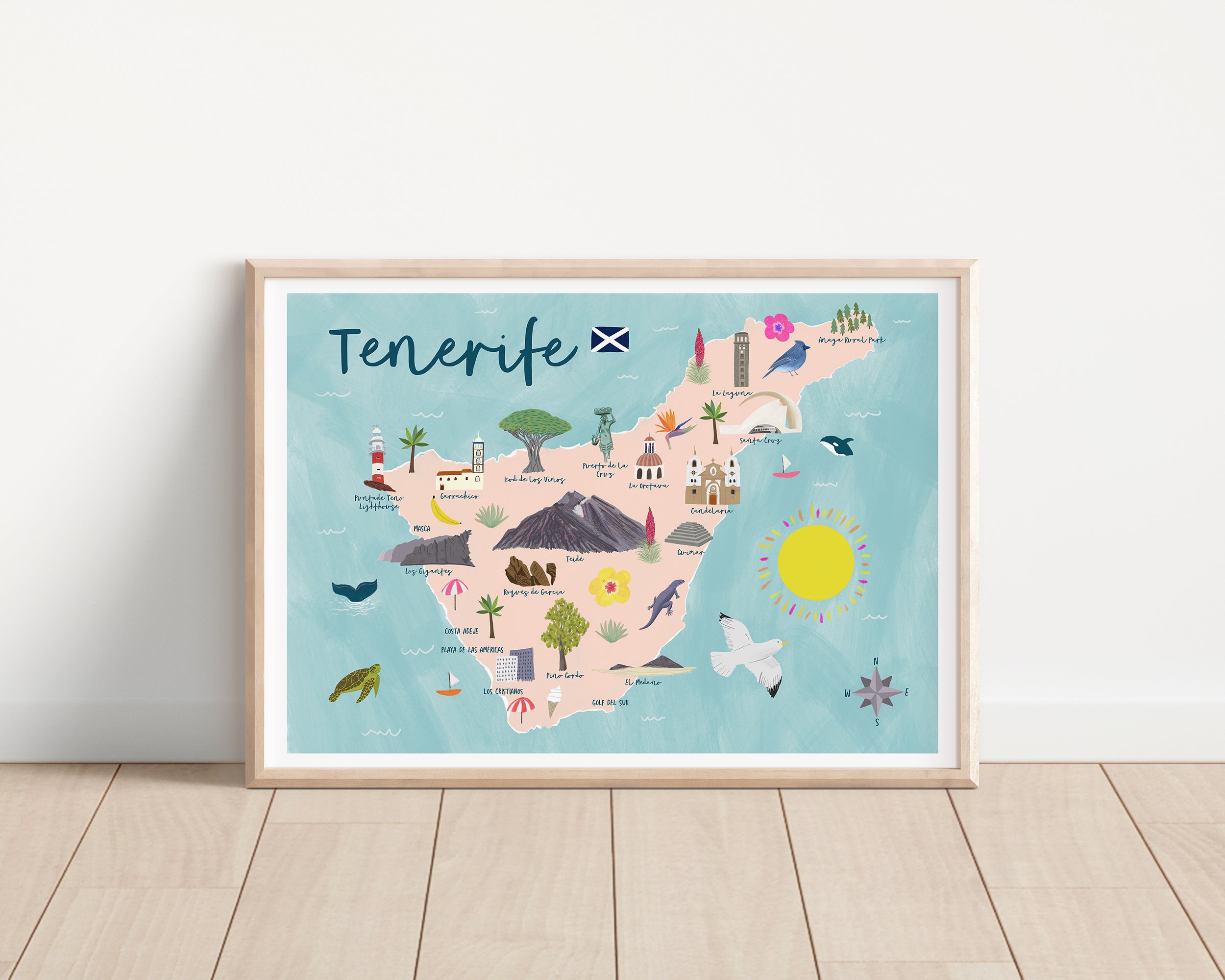 Tenerife Map Art Print - Sarah Frances 