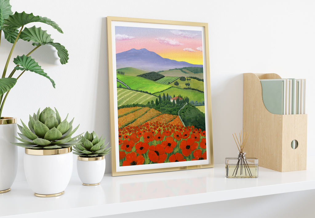 Tuscany Poppies Art Print - Sarah Frances 
