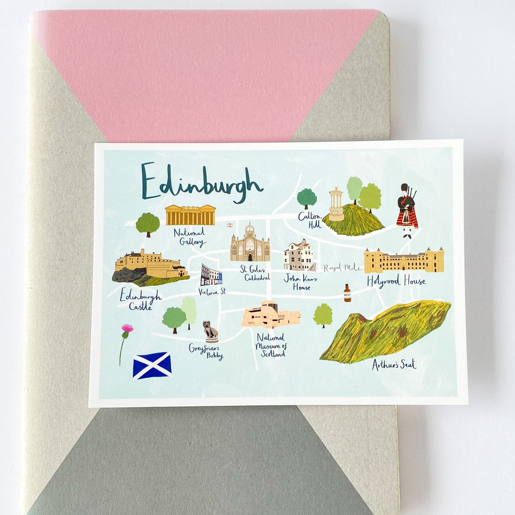 Edinburgh Map Postcard - Sarah Frances 