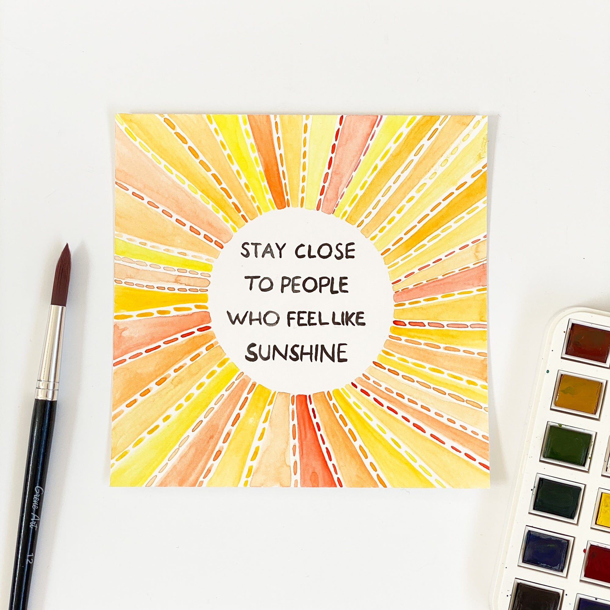 Sunshine - Original 15x15cm Watercolour Painting - By Sarah Frances - Sarah Frances 