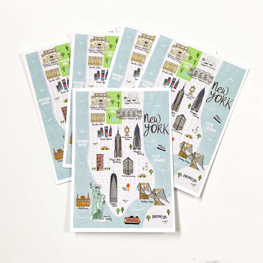 New York Map Postcard - Sarah Frances 